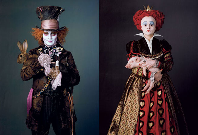 Johnny Depp - Mad Hatter, Helena Bonham-Carter - Red Queen, in Tim Burton's 